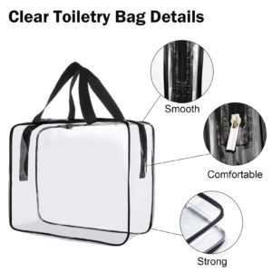 Clear Toiletry Bag Quart Size Bag Travel Makeup Cosmetic Bag PVC Toiletries Cosmetic Pouch for Women Men 3PCS (L+M+S)