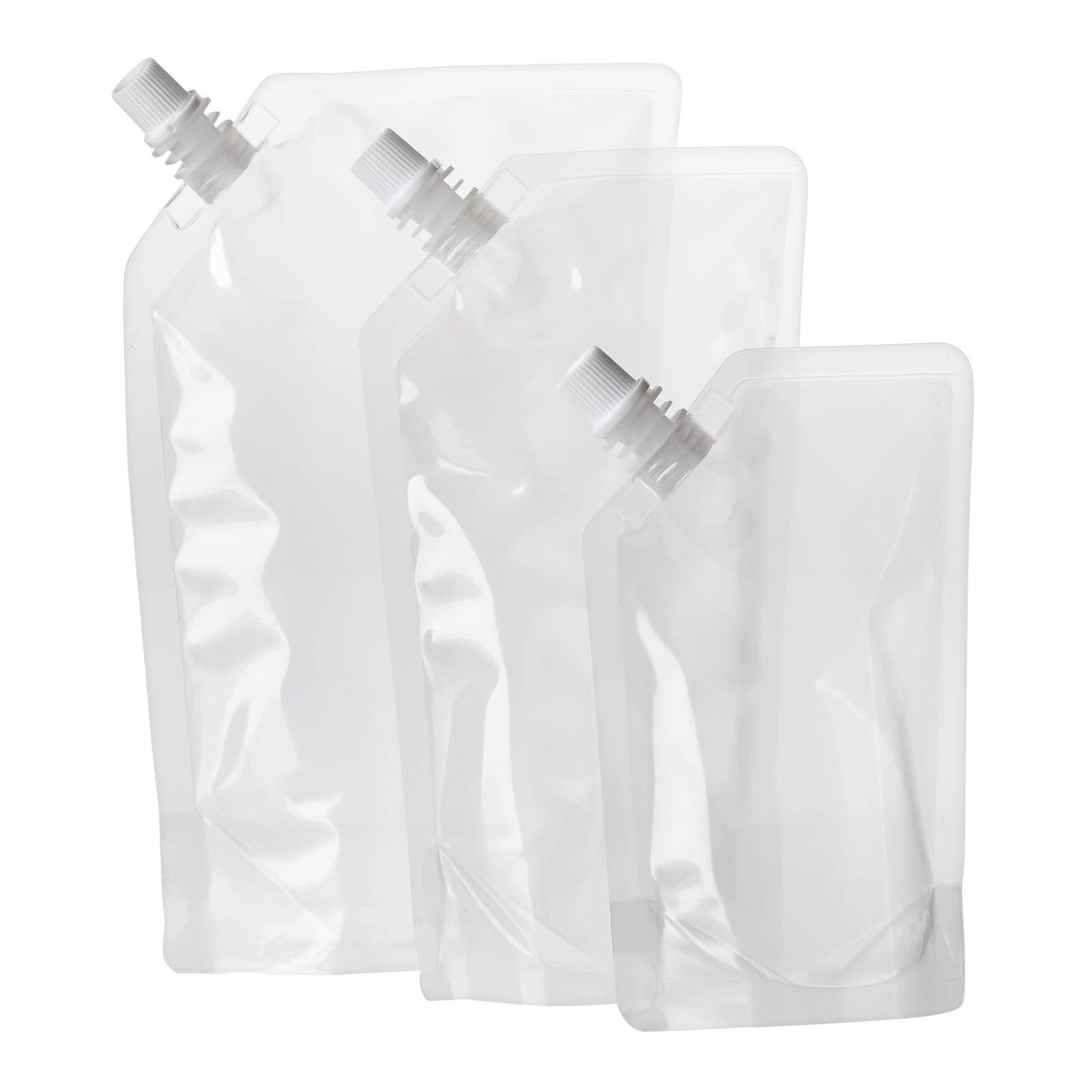 Stockroom Plus 30 Pack Reusable Adult Plastic Drink Pouches with Funnels for Juice, Soda, Liquor (8, 16, 32 Ounces)