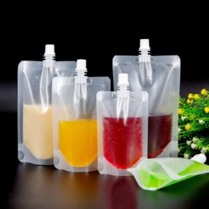 Reusable Applesauce Pouches 50pcs Plastic Pouch 13.4 Oz Drinks Flasks Disposable Drink Container Take out Beverage Juice Bags Reclosable for Travel Outdoor Drinking Flasks