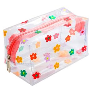 Haowuliao Cute flower Clear Makeup Pouch Or Bag,Floral Cosmetic Bag,Portable Toiletry Bags, With Zipper Travel Organizer for Women