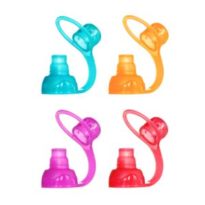 choomee softsip food pouch top | baby led weaning | no spill flow control valve, protects childs mouth, 100% silicone, bpa free | four colors, 4 ct