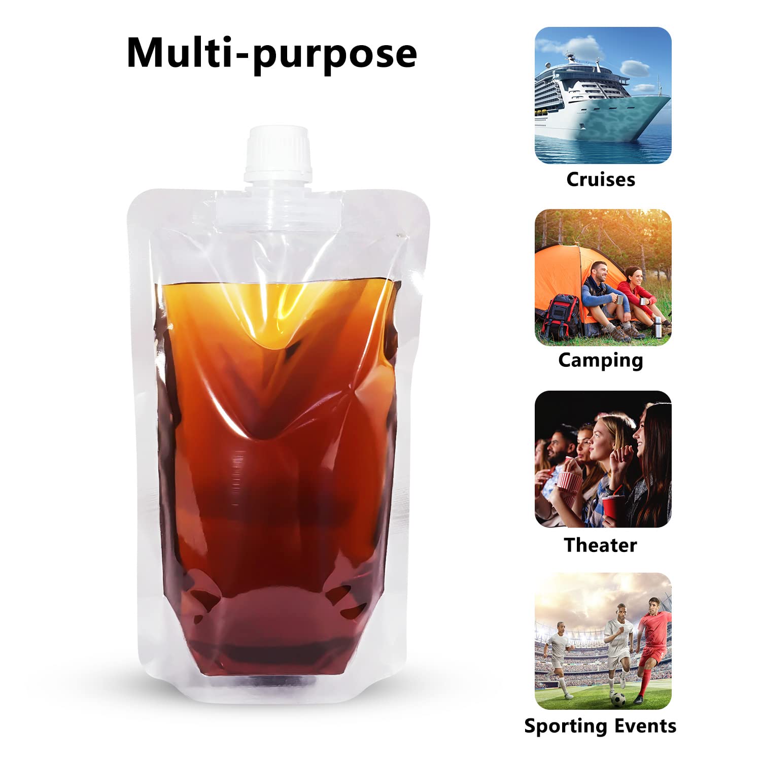 Keon Plastic Flasks - Rum Runners for Cruise,Concealable and Reusable Drink Bags, Leak-Proof, BPA-Free, Cruise Flask Kit for Travel, Outdoor Sports, Concerts, Events