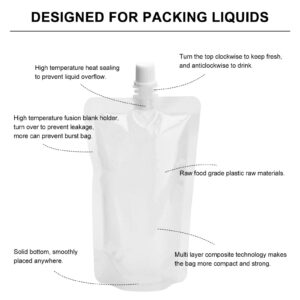 50pcs Plastic Pouch 8.8 Oz Drinks Flasks Disposable Drink Container Take out Beverage Juice Bags Reclosable for Travel Outdoor