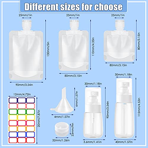 Homgaty Refillable Travel Pouches, 23Pcs Empty Squeeze Pouches (30ml/50ml/100ml), 2pcs Cosmetic Jars, TSA Approved Stand Up Pouch for Toiletry, Portable Travel Fluid Makeup Packing Bag