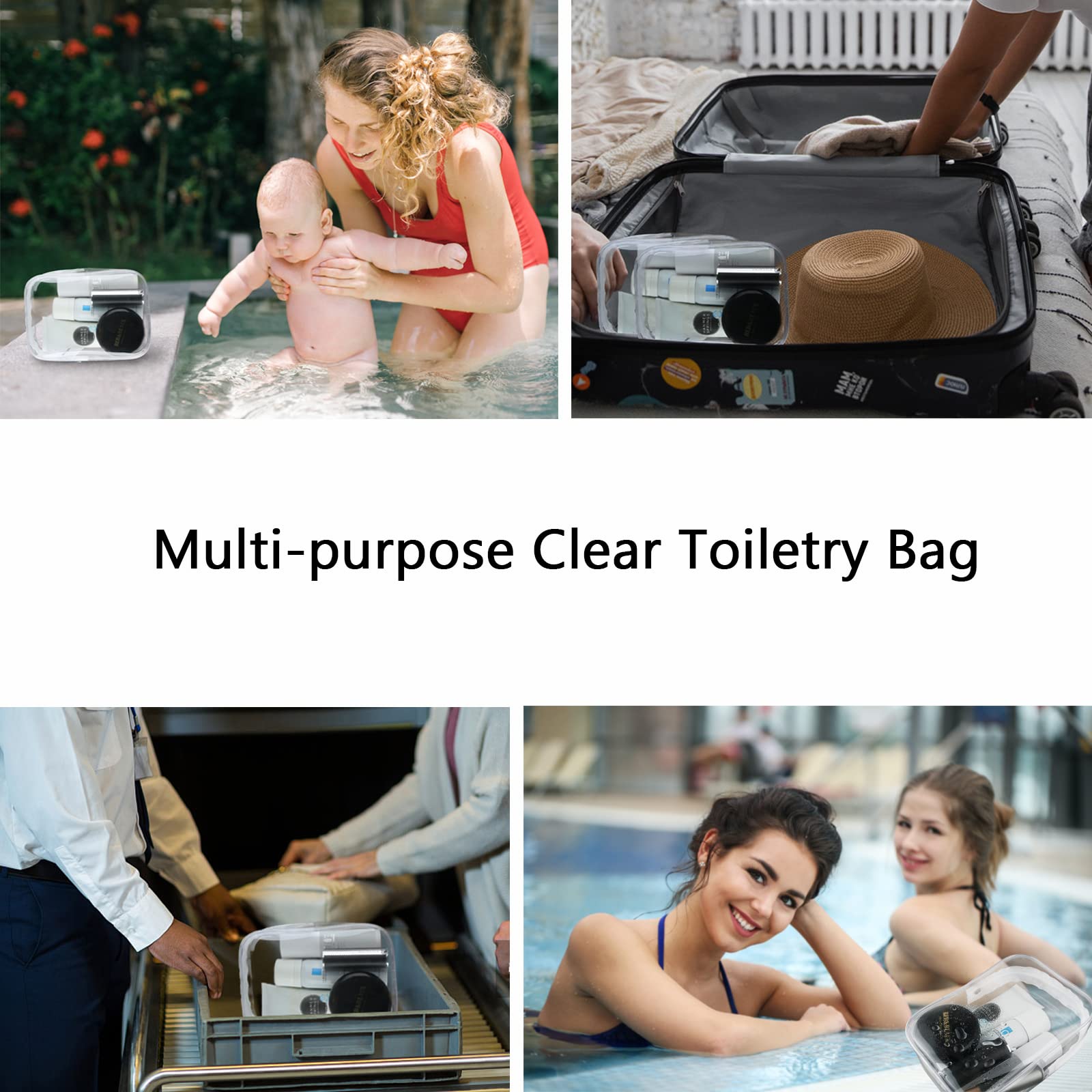 Clear Pouch Small, Clear Makeup Bag, 6.6"x2.3"x4.7" TSA Approved Toiletry Bag, Clear Travel Bags for Toiletries, Clear Cosmetic Bag for Women and Men Small-1 Pack All Clear