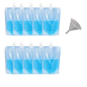 houson 50pcs 16oz plastic flasks, concealable and reusable bpa-free drink pouches leak proof food grade for concerts, events sports travel (500ml + 1 funnel)