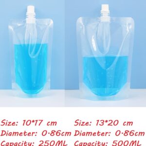 HOUSON 50PCS 16oz Plastic Flasks, Concealable and Reusable BPA-Free Drink Pouches Leak Proof Food Grade For Concerts, Events Sports Travel (500ML + 1 Funnel)