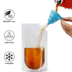 Liquor Flask Concealable And Reusable Cruise Sneak Drink Pouches Travel Drinking Alcohol Plastic Flasks bags with Funnel (16OZ-6PCS)