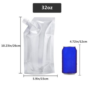 Concealable Flasks Reusable Drinking Bag - 5 Pack 32oz Plastic Flask for Liquor Cruise Pouch Hidden Sneak Alcohol Travel Drinking Flask Kits,Travel Party,with Funnel (32oz x 5)