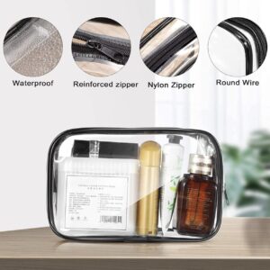 12 Pieces Clear Cosmetics Bag PVC Zippered Clear Toiletry Carry Pouch Portable Cosmetic Makeup Bag Waterproof Makeup Bag Vinyl Plastic Organizer Case for Vacation Bathroom (Black,Large)