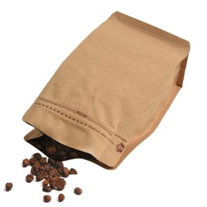 50 Count 32 Ounces/1Kg Kraft Paper Coffee Bags - High Barrier Kraft & Foil Liner - Flat Bottom Coffee Pouches with Degassing Valve, Food Storage Bags with Rsealable Zipper & Easy Open Tape (50pcs, 32oz/1kg)