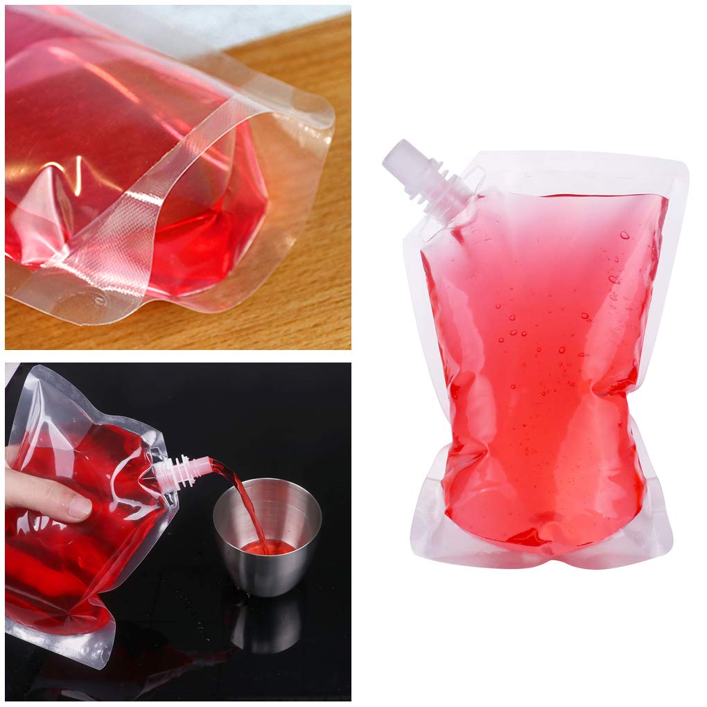 20 Pieces Plastic Flasks Reusable Liquor Drink Juice Pouches with Spout Concealable Drinking Flasks Bags Adults Sneak Alcohol Water Bottle 250ml & 350ml with Funnel