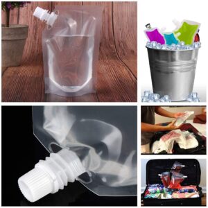 20 Pieces Plastic Flasks Reusable Liquor Drink Juice Pouches with Spout Concealable Drinking Flasks Bags Adults Sneak Alcohol Water Bottle 250ml & 350ml with Funnel