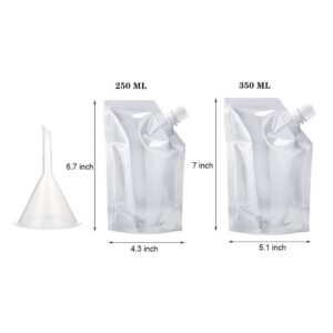 20 Pieces Plastic Flasks Reusable Liquor Drink Juice Pouches with Spout Concealable Drinking Flasks Bags Adults Sneak Alcohol Water Bottle 250ml & 350ml with Funnel