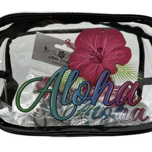 Aloha Designs ALOHA Clear Cosmetic Bag for Women Roomy Makeup Bag Travel Splash-proof Toiletry Bag Accessories Organizer Plus Aloha Gift Kit 1 Aloha Decal, 1 Aloha Magnet & 1 Air Freshener