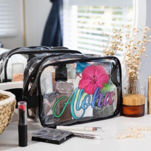 Aloha Designs ALOHA Clear Cosmetic Bag for Women Roomy Makeup Bag Travel Splash-proof Toiletry Bag Accessories Organizer Plus Aloha Gift Kit 1 Aloha Decal, 1 Aloha Magnet & 1 Air Freshener