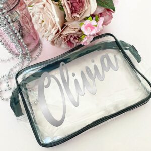 Zexpa Apparel Personalized Clear Toiletry Bags Customized Waterproof Easy Security Access Cosmetic Case With Zipper Clouser Font & Color options