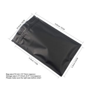 COQOFA 100pcs 4X 6 inch Resealable Smell Proof Bags Mylar Bags Matte Black Foil Pouch Double-Sided Flat Ziplock Bag…