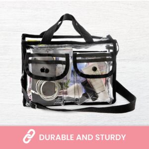 Clear Makeup Organizer Cosmetic Bag 10 inch x 7 inch x 4 inch, Sturdy Zipper and 4 External Pockets with Adjustable Strap