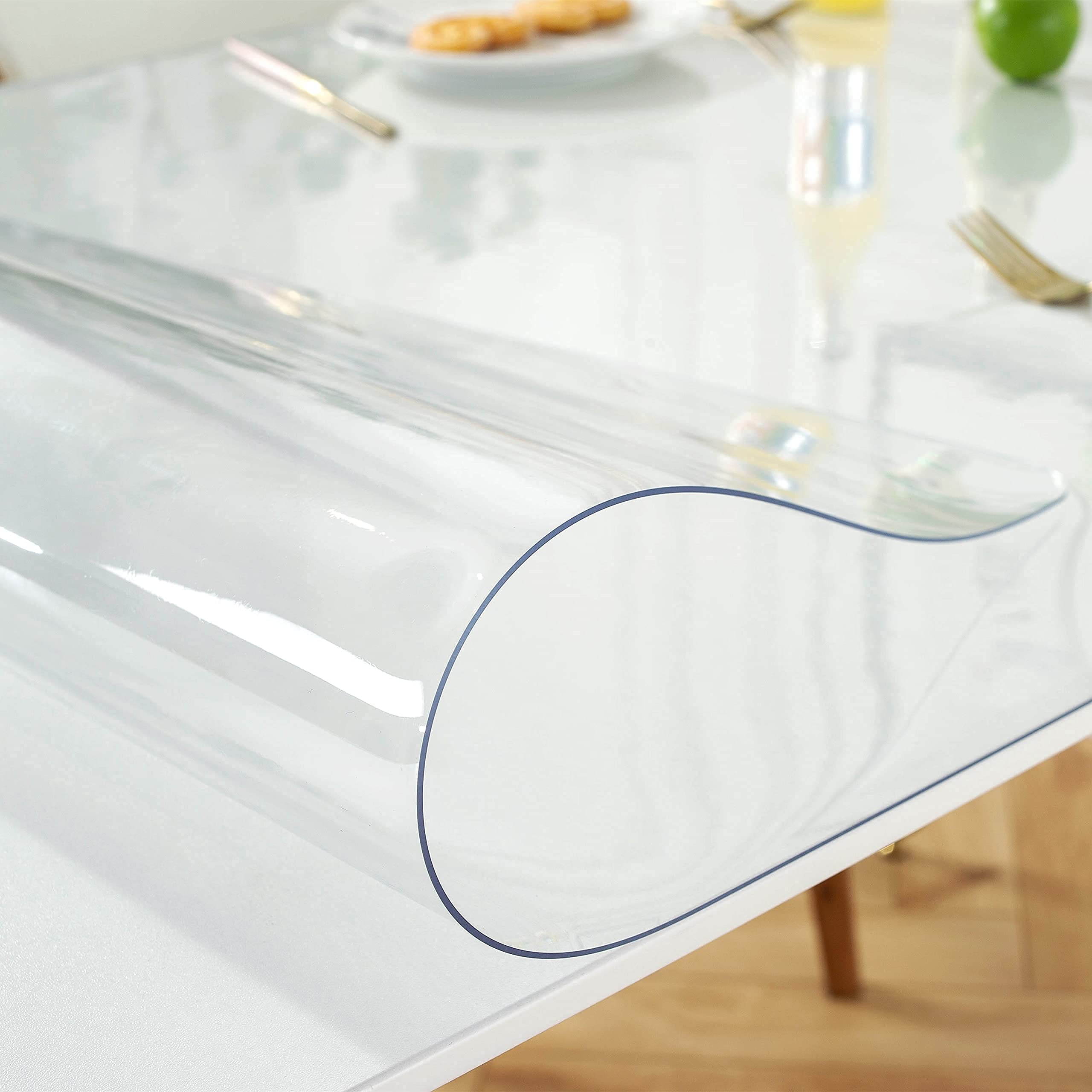 LovePads 1.5mm Thick 54 x 54 Inch Clear Table Cover Protector, Plastic Table Protector for Dining Room Table, Clear Tablecloth Protector, Table Pads for Dining Room Table, Dining Table Cover