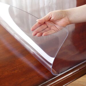 OstepDecor Clear Table Cover Protector 36 x 60 Inch, 2mm Thick Plastic Table Cover, Table Protector for Dining Room Table, Clear Tablecloth Protector, Table Pad Mat for Kitchen Wood Table