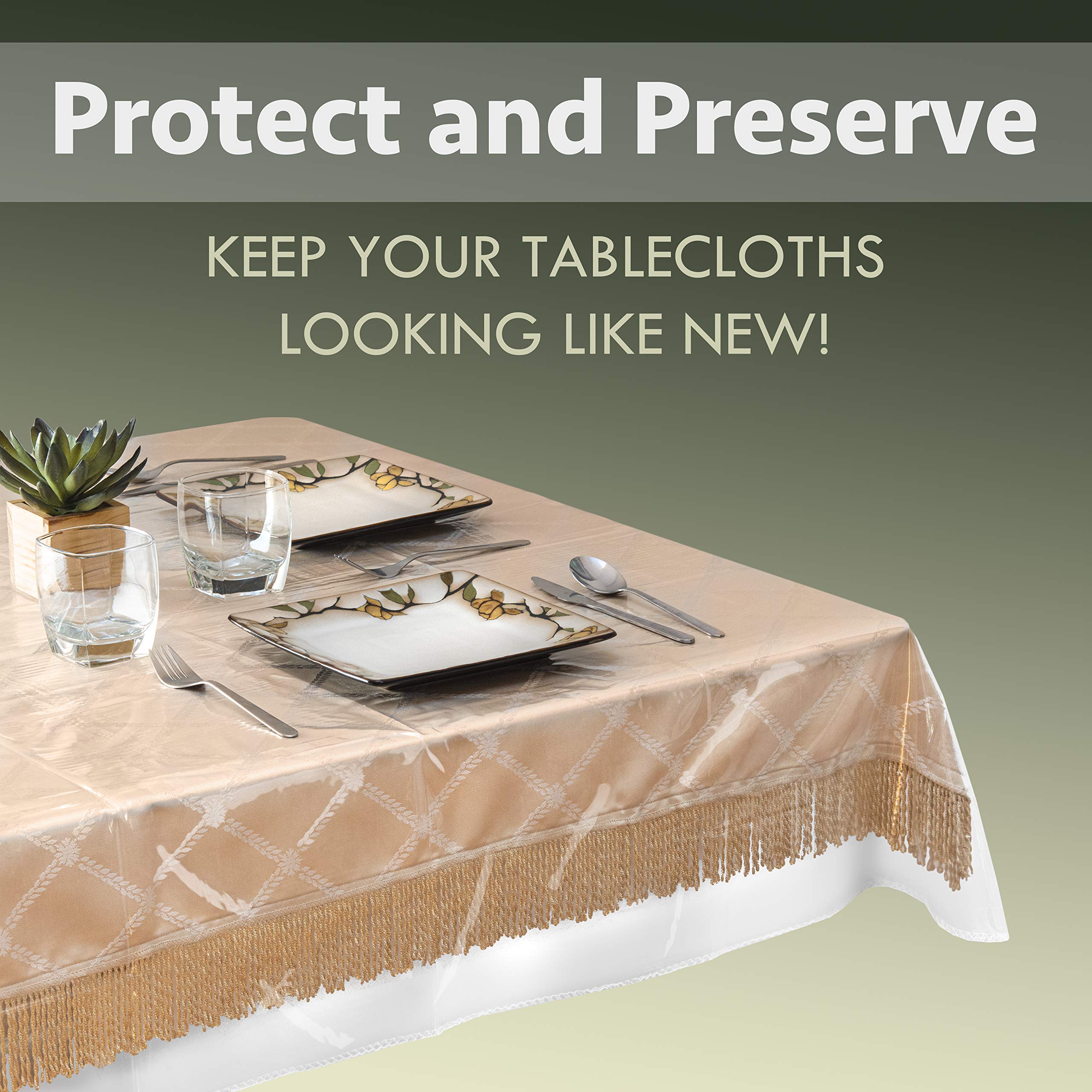 Elaine Karen Clear Plastic Tablecloth 100% Waterproof Table Protector Crystal clear plastic cover for dining table Heavy Duty Vinyl, 60" x 108" Rectangle