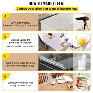 Vevor 96 x 42 Inch Clear Table Cover Protector, 2mm Thick Clear Desk Protector Table Pads, Plastic Tablecloth Table Protector for Dining Room Table