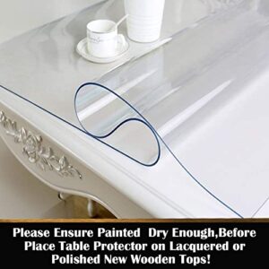 Round Diameter 48 inch Clear Table Protector Plastic Tablelcloth Cover Desk Topper Pad Mat for Circular Furniture Kitchen Coffee Night Stand Sofa Table Marble Countertop Liner Pad Glass PVC Vinyl