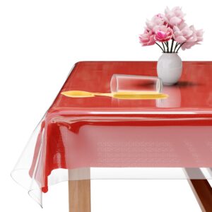 XFasten Plastic Table Cover Transparent 54 x 54 Inch Waterproof, Stain-Proof Vinyl Clear Plastic Tablecloth Protector Non-Yellowing Square Clear Table Cover Protector for Dining Room Table