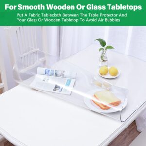 24X48 Inch Clear Dining Table Protector Pad Cover Plastic Kitchen Tablecloth Heat Resistant PVC Table Top Protector Rectangle Clear Tablecloth Dining Room Table Cover Protector 1.5mm Thick