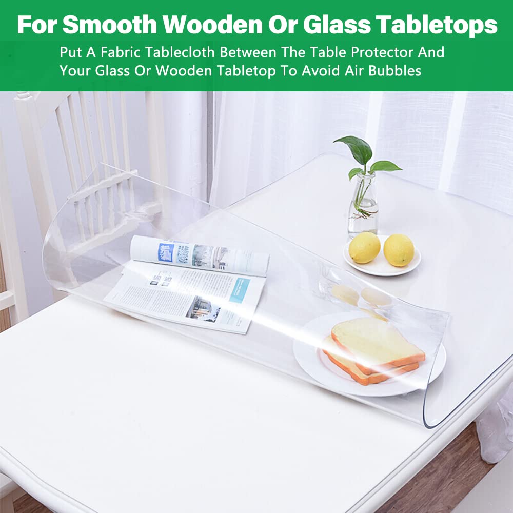 24X48 Inch Clear Dining Table Protector Pad Cover Plastic Kitchen Tablecloth Heat Resistant PVC Table Top Protector Rectangle Clear Tablecloth Dining Room Table Cover Protector 1.5mm Thick