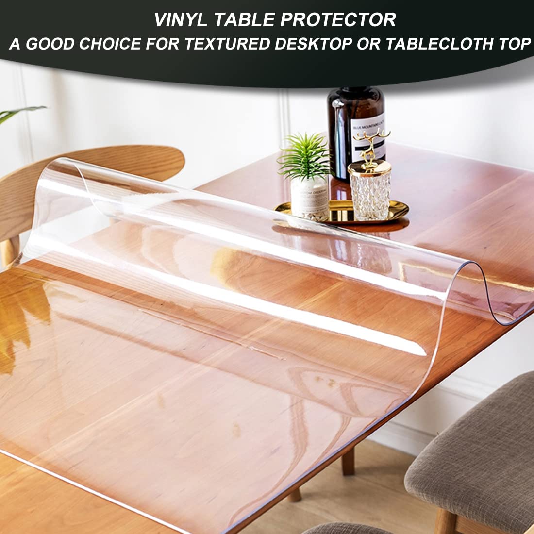 60 in Dia Round Table Protector Clear Plastic Tablecloth Cover Wipeable Protective Desktop Cover PVC Vinyl Conference Furniture Kitchen Dining Sofa Tabletop Protection Pad Mat Heat Resistant Non-Slip