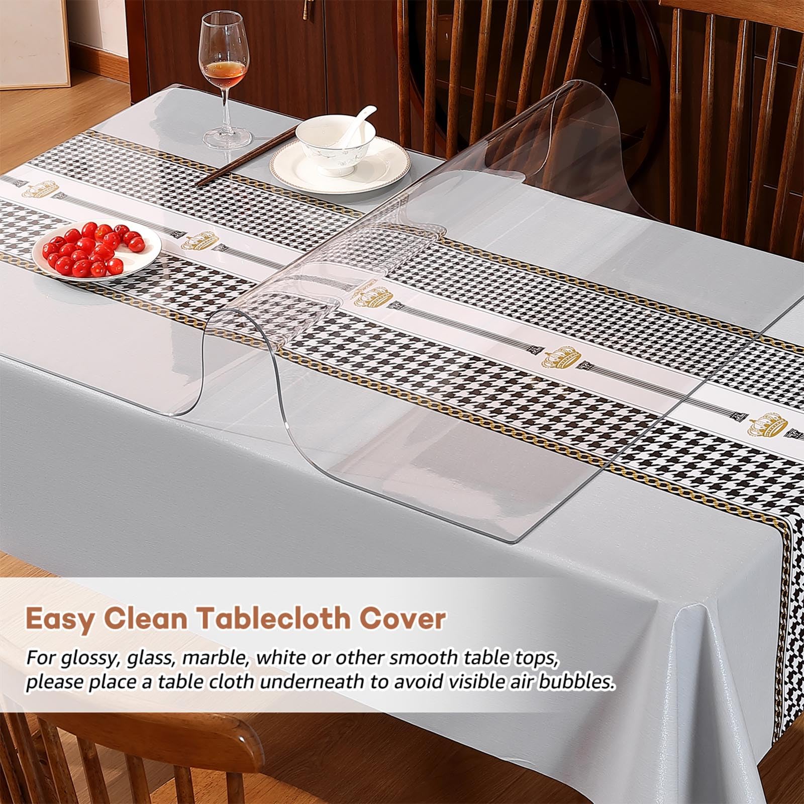 RostiKong 40 Inch Square Clear Vinyl Table Pad Protector Waterproof Rectangular Plastic Tablecloth Wood Furniture Granite Kitchen Countertop Sofa Desktop Table Liner Runner Protective Cover Desk Mat