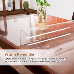 RostiKong 40 Inch Square Clear Vinyl Table Pad Protector Waterproof Rectangular Plastic Tablecloth Wood Furniture Granite Kitchen Countertop Sofa Desktop Table Liner Runner Protective Cover Desk Mat