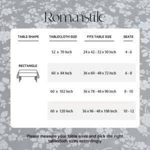 Romanstile Rectangle Vinyl Tablecloth,100% Waterproof Heavy Duty Oil Spill Proof Stain Resistant Plastic PU Table Cover with Flannel Backing for Kitchen, Dining (Rose Grey, 52 x 70)