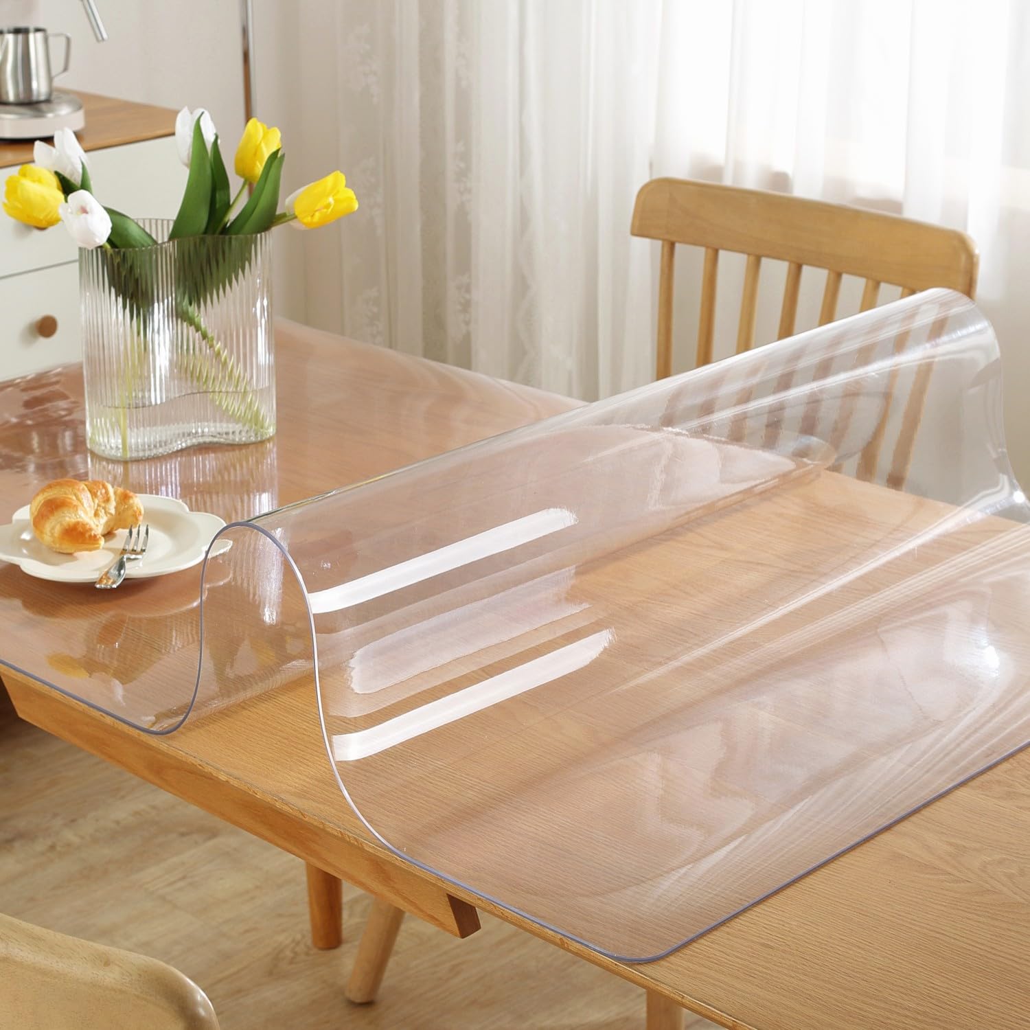 OstepDecor Clear Table Protector 40 x 76 Inch, 1.5mm Thick Table Cover Protector Rectangle, Waterproof Plastic Tablecloth Cover, Clear Tablecloth Protector, PVC Table Mat Pad for Kitchen Wood Table