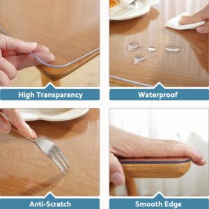 OstepDecor Clear Table Protector 40 x 76 Inch, 1.5mm Thick Table Cover Protector Rectangle, Waterproof Plastic Tablecloth Cover, Clear Tablecloth Protector, PVC Table Mat Pad for Kitchen Wood Table