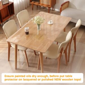 36 x 60 Inch 5ft Clear Plastic Dining Table Protector Tablecloth Desk Pad Mat Wooden Furniture Coffee Glass End Side Bistro Table Cloth Top Protection Countertop Cover Waterproof Rectangular PVC Vinyl