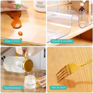 AimerGro 30x48 Inch Clear Plastic Pad Table Protector Cover Dining Room Tablecloth Office Desk Mat Easy Clean Heat Resistant Protection Glass Wood Tabletop Office Writing Desk Kitchen Coffee Table