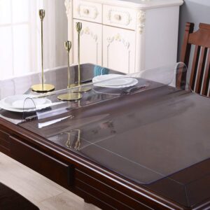 Square Clear Table Protector for Dining Table Vinyl PVC Plastic Tablecloth Kitchen Glass Coffee Marble Table Countertop Wood Furniture Protective Cover Waterproof Office Desk Pad Mat 40 x 40 Inch