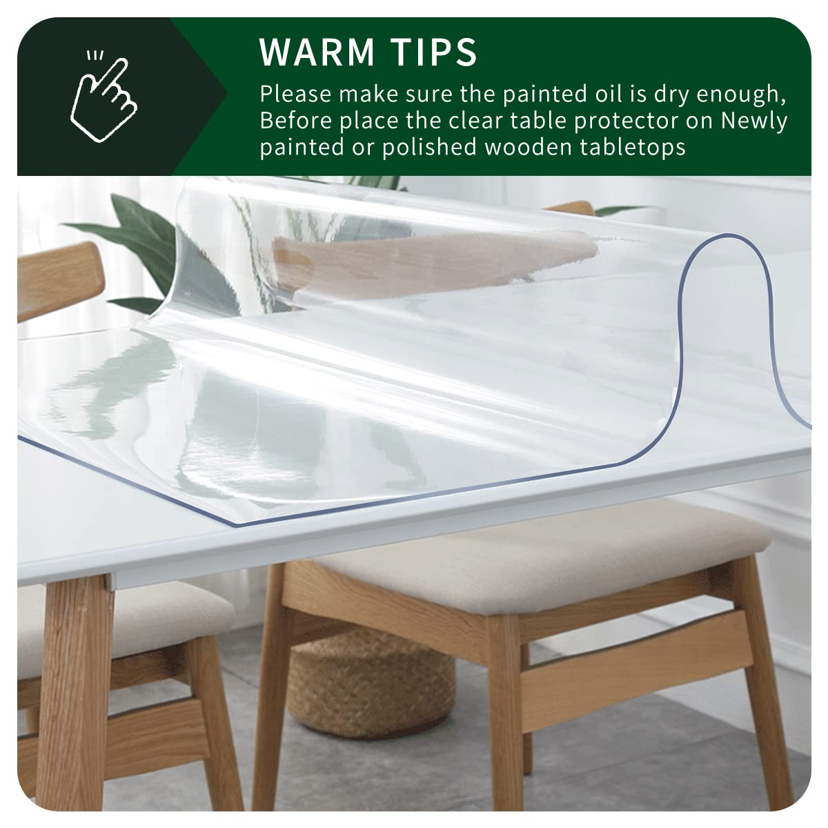 30x60 inch Crystal Plastic Dining Table Cover Protector Office Desk Pad Mat Rectangle Vinyl Table Cover 5 Foot Table PVC Desk Writing Mat Wood Side End Coffee Kitchen Table Plastic Clear Chair Mat