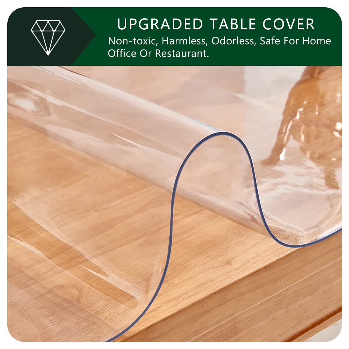 30x60 inch Crystal Plastic Dining Table Cover Protector Office Desk Pad Mat Rectangle Vinyl Table Cover 5 Foot Table PVC Desk Writing Mat Wood Side End Coffee Kitchen Table Plastic Clear Chair Mat