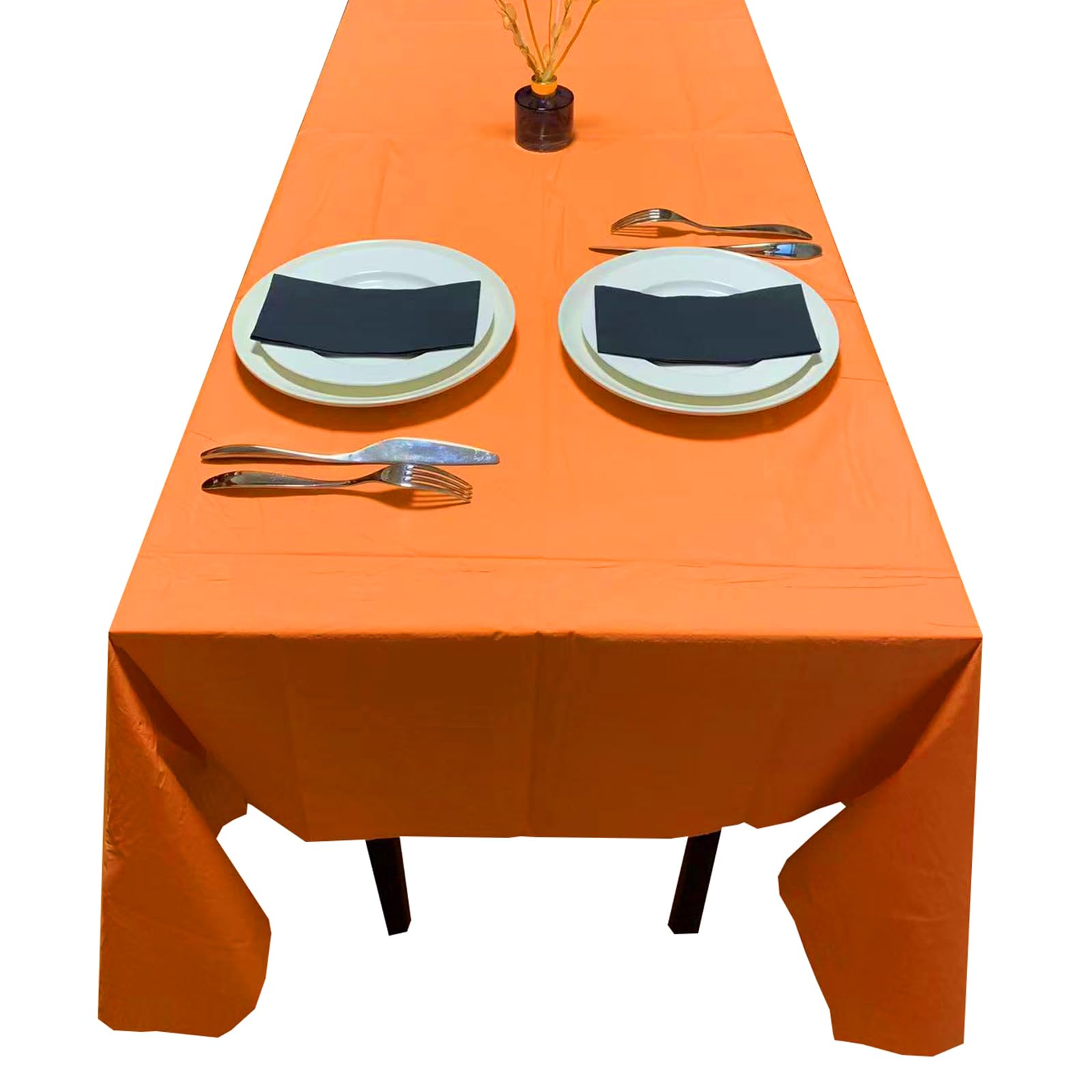 Dozobeede Paper Table Cloths for Parties Disposable 6 Pack 54" X 108" Rectangle 3 Ply Paper & Plastic Table Cover (Orange)