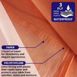 Dozobeede Paper Table Cloths for Parties Disposable 6 Pack 54" X 108" Rectangle 3 Ply Paper & Plastic Table Cover (Orange)