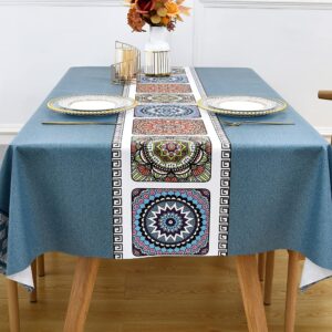 Zobesta Blue Vinyl Tablecloths Square Tablecloth Waterproof, Plastic-PVC Table Cloth Waterproof Table Cover Heavy Duty Vinyl Tablecloth for Kitchen Dinning Party (55 x 55 Inch, 4 Seats, Blue)