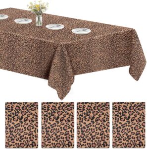 goodsing 4 pcs disposable plastic tablecloth, table cover for kitchen dinning rectangle tablecloths for thanksgiving christmas wedding parties birthdays home decoration leopard print…