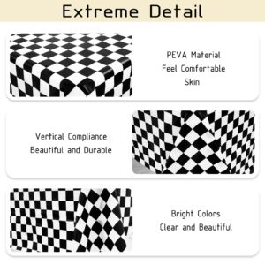 Teruntrue 10 Packs Black Checkered Plastic Tablecloth 54"x108"Black and White Checkered Table Cover Disposable Racing Table Cloth Will Cover Any Table up to 8 ft for Weddings Birthday Party Décor