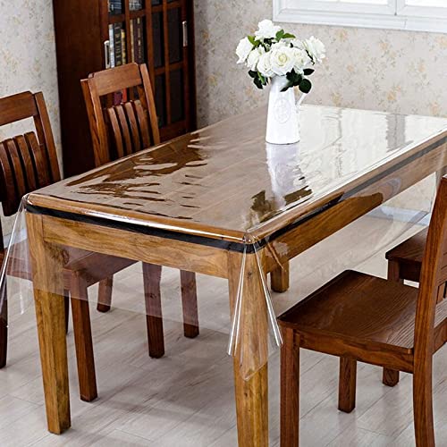 DiamondHome Clear_Transparent Tablecloth Heavy Duty Kitchen Table TOP Cover Water Proof Hard Plastic Vinyl Spills Protector (54" x 72")