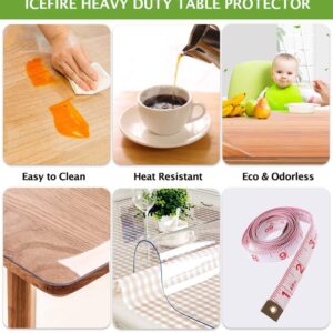 Clear Plastic Tablecloth Coffee Dining End Table Protector Cover Countertop Wood Marble Furniture Topper Tabletop Protection Pad PVC Vinyl Polyester Rectangle Tablecloth Water Resistant 40" x 120 Inch