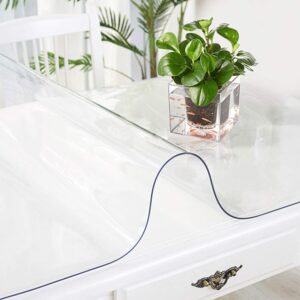 Clear Plastic Tablecloth Coffee Dining End Table Protector Cover Countertop Wood Marble Furniture Topper Tabletop Protection Pad PVC Vinyl Polyester Rectangle Tablecloth Water Resistant 40" x 120 Inch